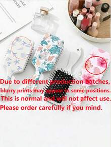1pc Summer Blue Turtle Pattern Straight Hair Smooth Air Cushion Comb, College Style Ocean Shell Pattern Large Massage Breathable Handheld Comb, INS Style Flower Comb, Birthday Gift For Family And Friends, Holiday Gift - Multicolor - View 10