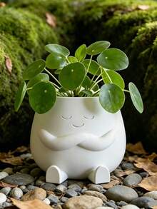 Cute Expression Planter, Succulent Plant Pot, Meditation/Hug/Heart Gesture, Indoor Decorative Plant Pot, Candy Storage Desktop Organizer Box, Home Office Decor, Plant Lover Gift - A - View 6