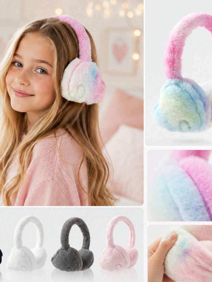 1pc Cute Angel Wings Embroidered Plush Warm Earmuffs For Girls - Multicolor - View 1