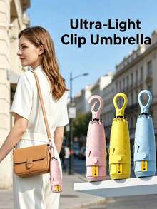 Hanging 5-Fold Mini Umbrella With Ring Buckle, Lightweight Portable Rain & Sun Umbrella, Suitable For Handbags, Backpacks And Outdoor Use - Multicolor - View 2