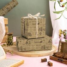 1 Roll Of Christmas Vintage Newspaper-Style Gift Wrapping Paper (Kraft Paper); Suitable For Christmas, Holiday Decorations, Birthday Parties, Gift Wrapping, And Holiday Gift Boxes-Dimensions: 43 Cm * 500 Cm (17 Inches * 16.4 Feet) - Multicolor - View 2