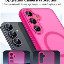 霧面磁吸手機殼，相容 Galaxy A57 A37 A17 A56 A26 A36 A16 S26 Ultra S25 FE S23 S24 Plus，鏡頭保護殼 - 玫紅色 - 查看 2