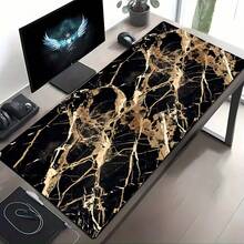 Luckybutterfly 1PC Black Gold Marble Large Mouse Pad Non‑Slip Extended Desk Mat Waterproof Gaming Keyboard Mousepad For Office Home - Black and White - View 9