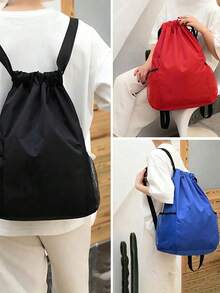 1pc Waterproof Drawstring Backpack, Dry-Wet Separation Design, Large Capacity Travel Bag, With Mesh Side Pockets, Large Fitness Bag, Adjustable Shoulder Straps, Unisex, Suitable For Outdoor Sports, Fitness Training And Daily Use, Essential For Travel And Hiking - Multicolor - View 7
