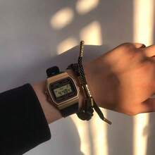Casio Retro Square Classic Quartz Movement Unisex Watch - Gold - View 3