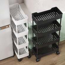 1PC/Mobile Cart Gap Storage Rack, Multi-Layer Storage, Partitioned Storage, Gap Storage, Movable, Flexible Sliding, Easy Assembly, Sturdy Load-Bearing, Waterproof And Moisture-Proof, Easy To Clean, Space-Saving, Open Access, Suitable For Kitchen, Bathroom, Living Room, Bedroom, Movable Floor Cart Multi-Layer Bathroom Narrow Storage Rack - Multicolor - View 8