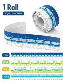 Peel And Stick Toilet Base Seal Strip, Waterproof Decorative Edge Trim Tape, Self‑Adhesive Cute Pattern Caulk Strip For Bathroom Toilet Base Wall Corner - Multicolor - View 9