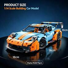 1500pcs Cool Orange Mixed Color Building Blocks Supercar, High Difficulty ABS Plastic Assembly Car Model, Holiday Gift Display Ornament, Birthday/Christmas/Halloween/Thanksgiving/New Year Gift - Multicolor - View 6
