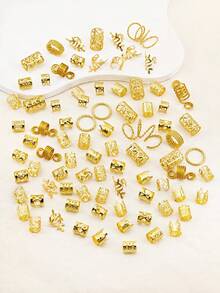 220pcs Gold Hair Accessories, Loc Jewelry For Braids, Women's Hair Jewelry, Metal Hair Ring For Dreadlocks Hair Braid Decoration(Without Box) - Gold - View 3