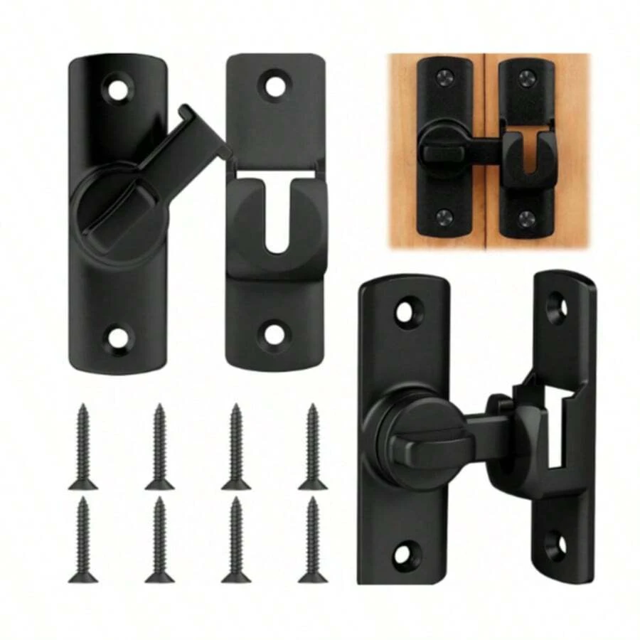 2pcs Sliding Door Lock Latch, Right Angle Door Lock Sliding Door Bolt, Suitable For Garden, Kitchen, Window, Indoor, Outdoor Doors 90/180 Degree Sliding Door Bolt Lock - CC - View 1