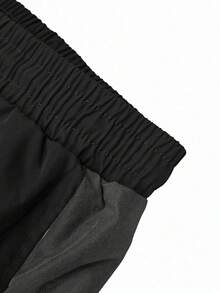 Men's Draped Wide Leg Casual Sports Pants With Adjustable Drawstring Waist And Side Contrast Stripe Decor, Pair With Functional Hooded Jacket For Travel, Training And Daily Wear, Slimming Versatile All-Match Long Pants - Black - View 6