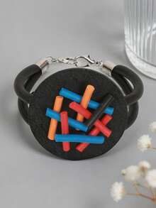 MARLIWOO 1pc Niche Modern Style Colorful Exaggerated Party Bracelet, Vintage Gothic EMO Contrast Color Bracelet - Black - View 4