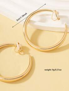 1 Pair Fashionable Basic Metal Circle Clip Earrings (No Piercing Required) - Yellow Gold - View 5