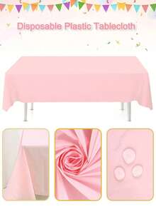 1/5 Pack Pink Plastic Disposable Tablecloth, 137x183cm Light Pink Disposable Rectangular Tablecloth, Suitable For Party, Birthday, Wedding, Picnic, Home Kitchen Dining Party Table Decoration - Multi-color - View 7