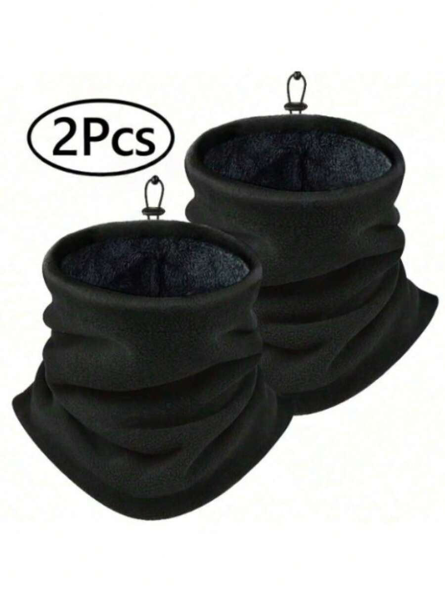 2 chiếc khăn mặt nạ chống gió bằng nỉ ấm mùa đông, unisex, giữ ấm và chống lạnh, khăn trượt tuyết, mặt nạ chống gió - mặt nạ nỉ dày ấm áp - màu đen - Xem 1
