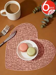 6-24pcs Hollow Heart Heat-Insulated Coasters, Vintage Lace Style PVC Round Lace Edge Non-Slip Heat-Resistant Table Mats, Suitable For Christmas Afternoon Tea Home Party - Multicolor - View 21