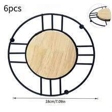 3 Pcs / 6 Pcs Iron‑Wood Spliced Heat‑Resistant Mats, Hollow Iron Frame For Heat Dissipation, Holds Hot Pots, Kettles And Cups, Suitable For Dining Tables, Kitchen Countertops For Placing Hot Pots, Kettles, Cups And Tableware - Multicolor - View 10