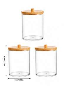Cotton Swab Holder Set – Bathroom Organizer, Round Cotton Swab Holder With Tray, Apothecary Jar Container Set With Lids - Multicolor - View 10