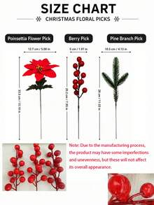 Artificial Christmas Poinsettia Bouquet DIY Set, Includes Red Berry Branches And Greenery, Holiday Floral Decoration, Suitable For Tabletop, Christmas Tree And Wreath - Multicolor - View 8