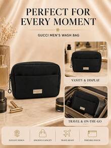 Gucci Men's Toiletry Bag, 26*15cm, Single Piece, Waterproof And Durable Large Capacity, Suitable For Travel And Daily Use, Stores Men's Toiletries - Black - View 9