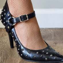 1pc/2pcs Black PU Leather Punk Ankle Strap Women Shoe Harness Pair Adjustable Buckle For Daily Halloween Matching High Heel And Boots - Black - View 1