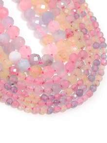 1 Strand 2/3/4mm Morganite Faceted Natural Stone Beads Loose Spacer Beads For Jewelry Making DIY Necklace Bracelet Accessories - Multicolor - View 2