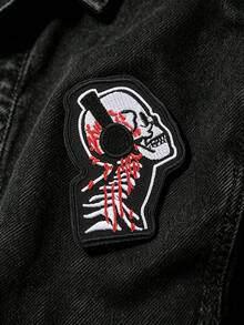 1pc Punk Music Skeleton Morale Tactical Embroidered Patch, Iron-On Arm Patch, Backpack Sticker, Suitable For Backpacks, Hats, Jackets, Etc., DIY Gift - Skeleton - View 2