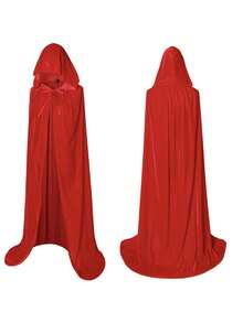 Soft Plush Plush Hooded Cape, Multiple Colors Available, Long Train Design, Medieval Wizard Costume, Adult Halloween Party Cosplay Cloak - Multicolor - View 7