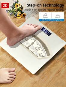 2D Tempered Glass Digital Scale, Digital Body Weight Scale With Step-On Weighing Technology, Thick Tempered Glass LED Bathroom Scale, Digital Scale Gift Weight Loss Scale, Max Capacity 400LB/180KG, Uses AAA Batteries (Not Included) - A - View 1