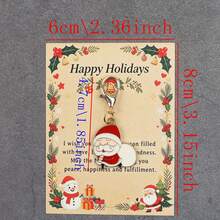 5pcs/10pcs Christmas Enamel Keychain Charms, Santa Snowman Tree Candy Cane Wreath Pendant, Holiday Gift With Greeting Card For Bag Decoration - Multicolor - View 3