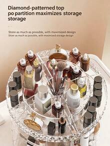 1pc 360° Rotating Makeup Organizer, Transparent Cosmetic Display Rack, Large Capacity Vanity Storage Organizer, Suitable For Lipstick, Brushes, Cream, Eyeshadow, Nail Polish And Jewelry, Desktop, Bathroom, Vanity Makeup Storage Box - Multicolor - View 7
