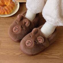 Autumn/Winter New Capybara Plush Slippers, Soft Sole Comfortable Couple Style Versatile Indoor/Outdoor Slippers - Dark Brown - View 3