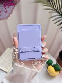 Solid Color Adhesive Phone Card Holder With Built‑In Kickstand, 2 In 1 Self‑Adhesive Back Card Pocket & Foldable Phone Stand, Slim Stick‑On Card Wallet For Credit Card ID Card, Universal Portable Phone Accessory For All Smartphones, Multi Pastel Color Options - Multicolor - View 7