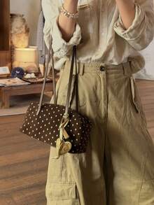 Niche Design Vintage Polka Dot Handbag 2026 New Fashion Versatile Commuter Pillow Bag Shoulder Underarm Bag (No Accessories Included) - Brown - View 5