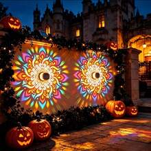 1pc Warm White Mandala Solar Projection Light, IPX4 Rated, LED Pattern Wall Light, Suitable For Outdoor Fence, Garden, Yard, Backyard, Steps, Patio, Pathway, Porch Railing And Driveway, Creating Cozy Golden Nighttime Atmosphere - Solar Projector Light - View 4