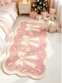 1pc Pink Bow Cream Style Decorative Rug, Bedroom Decor, Small Rug, Carpet, Home Decor, Living Room Rug, Living Room Small Rug, Bedroom Rug, Living Room Home Decor, Outdoor Rug, Washable Rug - Multicolor 7 - View 3