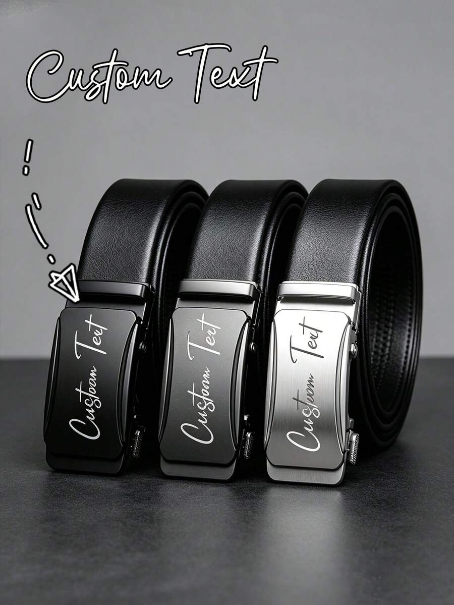 Customizable Men's Belt, Made Of PU Leather Material, Personalized Gift, Also Suitable For Anniversary, Father's Day, Husband And Boyfriend's Ideal Gift, Also Suitable For Business And Casual Occasions. Portable, Minimalist, Personalized And Unique. - Multicolor - View 1