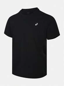Asics Men's Sports Short Sleeve T-Shirt Woven Collarless Short Tee 2031F705-001 - Black - View 1