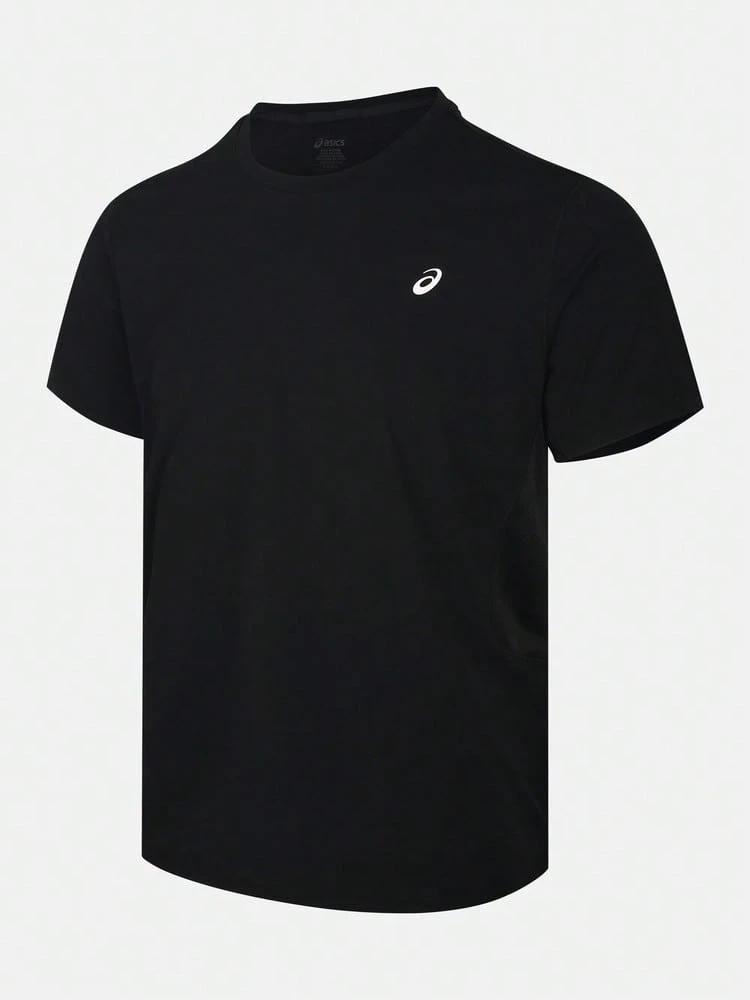Asics Men's Sports Short Sleeve T-Shirt Woven Collarless Short Tee 2031F705-001 - Black - View 1