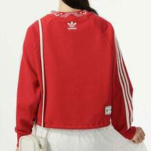 Adidas Women's Comfortable Versatile Crew Neck Sweatshirt - Red - View 3