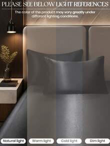 1pc Black Premium Silky Satin Envelope Pillowcase, No Pillow Insert, Soft & Breathable, Wrinkle-Resistant, Gentle On Hair & Skin, More Comfortable Sleep, Suitable For Dorm, Study Room And Other Places - Black - View 8