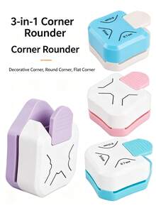 3-In-1 Paper Corner Punch, R4/R7/R10mm Corner Cutter With Waste Collection, Multiple Colors Available, Suitable For Scrapbooking, Card Making, Photos, Bookmarks And Paper Crafts - Multicolor - View 3