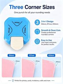3-In-1 Paper Corner Punch, R4/R7/R10mm Corner Cutter With Waste Collection, Multiple Colors Available, Suitable For Scrapbooking, Card Making, Photos, Bookmarks And Paper Crafts - Multicolor - View 4