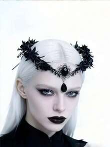 1pc Gothic Vintage Headpiece, Suitable For Holiday Dress-Up And Celebration Events, Ideal Gift Accessory, Decoration And Performance Costume, Also Perfect For Halloween - Black - View 1
