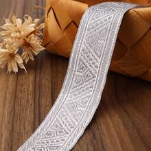 2/5碼金銀色刺繡提花蕾絲，適合縫製，可用於髮飾裝飾、DIY手工裝飾、禮物包裝 - 多色B - 查看 9