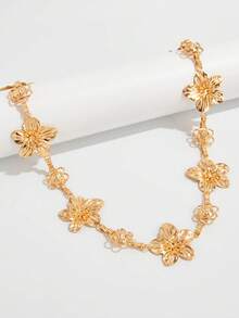 1pc Bohemian Style Gold Floral Waist Chain Metal Belt Summer Beach Vacation Bikini Body Jewelry Women's Festival Party Accessory - Waist Chain - View 8