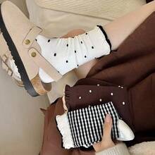 1/3/6 Pairs Women's Polka Dot Pattern Bubble Cuff JK Style Comfortable Breathable Mid-Calf Socks - Black and White - View 8