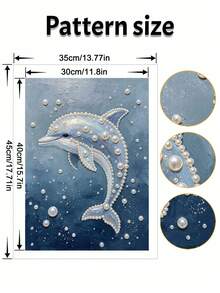 Pearl Painting Adopts Whale Pattern Design Diy Handmade Sticky Diamond Creative Diamond Painting Kit With Tools And Pearl Diamond Bag Suitable For Home, Office Decoration, Gift For Handicraft Lovers, Unframed - A - View 7