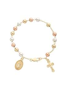 1pc Pure Copper Handmade Beaded Virgin Mary Bracelet, Suitable For Women's Daily Wear And Decoration - Yellow Gold - View 6