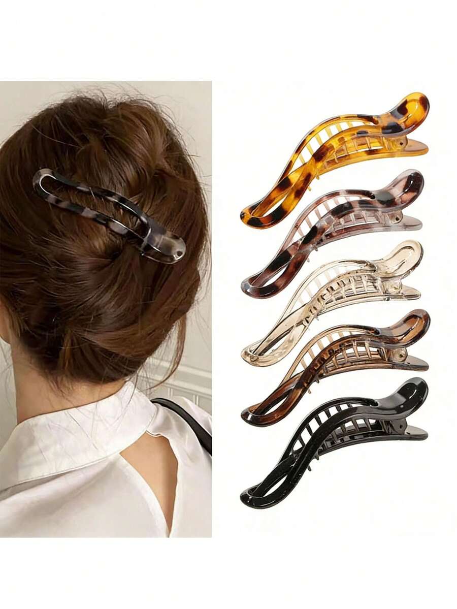 5pcs/1pc Leopard-Print Duckbill Hair Clips – Suitable For Home Hairstyling, Business Trips, Commuting, Vacations, As Well As Use In Hair Salons, Beauty Parlors, Or Medical Aesthetic Clinics. - Multicolor - View 1
